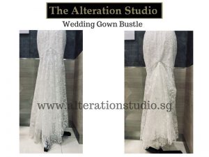 wedding gown bustle